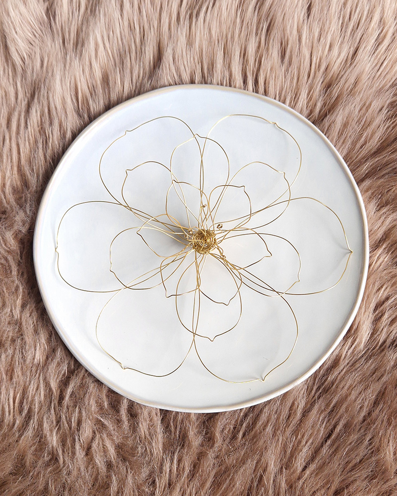 Wandbloem twee lagen | Meisje van draad | Draadkunst