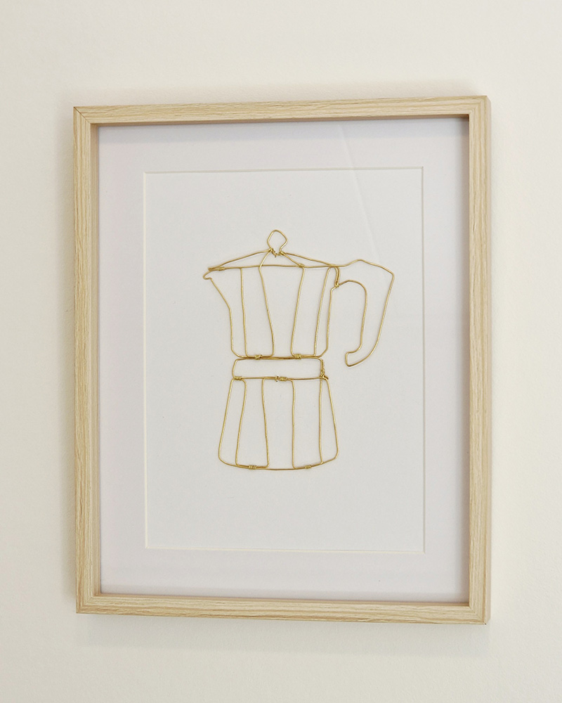 Mokapot in lijstje | Meisje van draad | Draadkunst